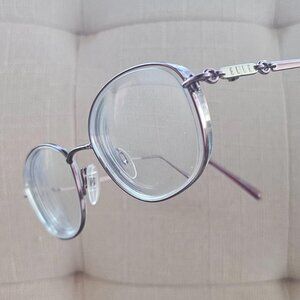 Vintage Elle Women Eyeglasses Frame Pink Tone Metal Glasses EL2501 Eyewear